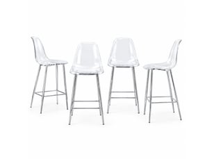 tabouret de bar  <strong>STILVORA</strong>  - transparent hauteur d'assise 65 cm vendu Par 4
