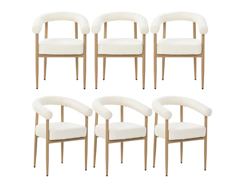  Lot de 6 chaises de salle à manger 48,5x40,5x78 cm – blanc – assise rembourrée, pieds réglables  - Conforama D