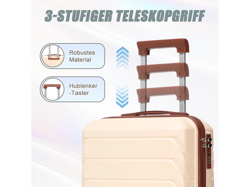 Set de valises rigides,19 pouces et 14 pouces,avec serrure,abs,beige - Conforama D