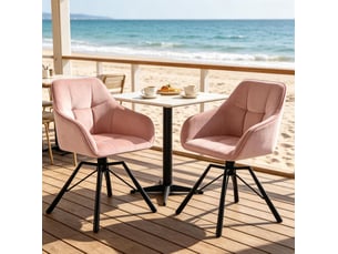 Lot de 2 chaises de salle à manger pivotantes 57x54x82,5 cm rose en velours, avec accoudoirs