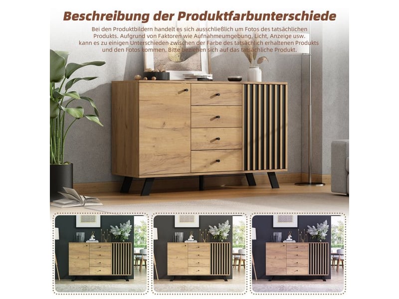  Ensemble de salon  - bois massif noir - buffet 120 cm - meuble tv 150 cm - rangement 5 niveaux  - Conforama D