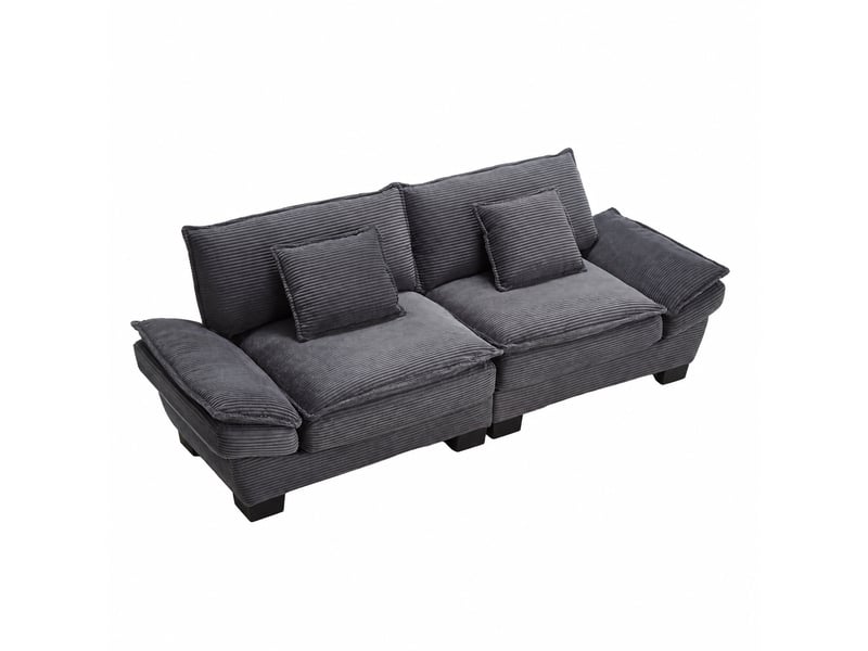  Canapé 2 places en velours gris foncé, assise profonde 224 x 81 x 81  - Conforama A