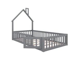 Lit cabane 90x200 cm coloris gris