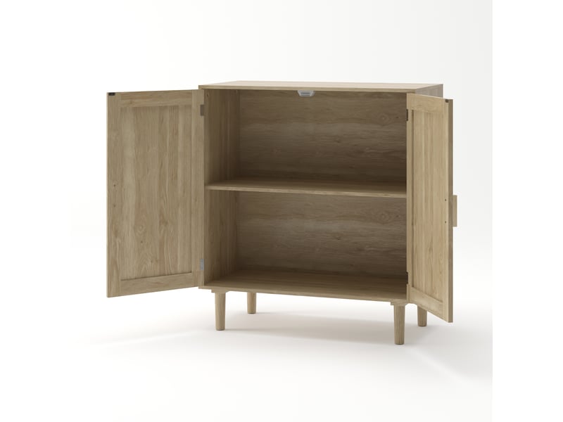  Armoire rangement modèle rattan 80 cm, naturel, 2 portes, meuble salon salle à manger entrée  - Conforama D