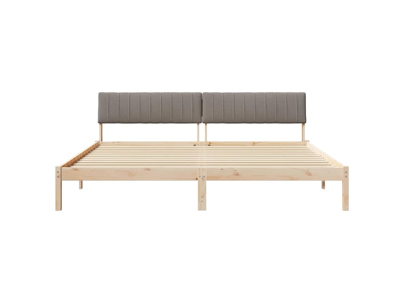  Lit double- lit adulte -  cadre de lit marron et taupe 200 x 200 cm bois massif en pin  - Conforama D