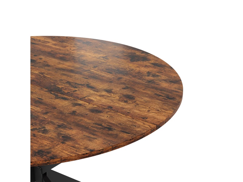 Table de salle à manger ronde 4 à 6 personnes avec pieds réglables en fer ø120 cm marron vintage - Conforama D