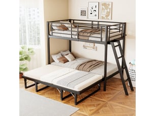 Lit superposé 90x200 cm <strong>OKMYHOME</strong> <strong></strong> coloris noir