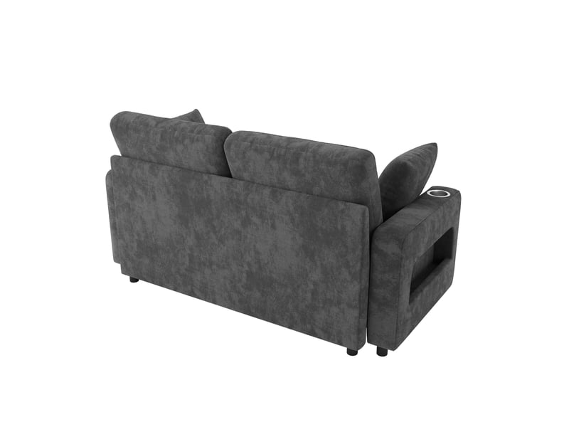  Canapé-lit 2 places 141,5x131x83,5 cm avec led et ports usbtype-c métal bois gris  - Conforama D