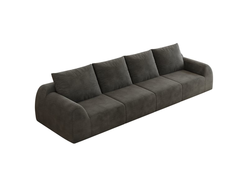 Canapé droit 4 places compressé sans montage avec rembourrage en mousse, tissu chenille gris foncé, 324 × 95 × 85 cm  - Conforama A