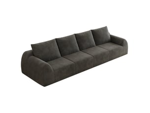 Canapé droit 4 places compressé sans montage avec rembourrage en mousse, tissu chenille gris foncé, 324 × 95 × 85 cm