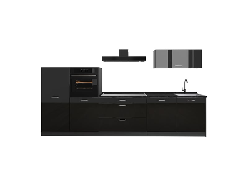 Vicco cuisine, noir haute brillanceanthracite, 340cm plan de travail anthracite - Conforama A