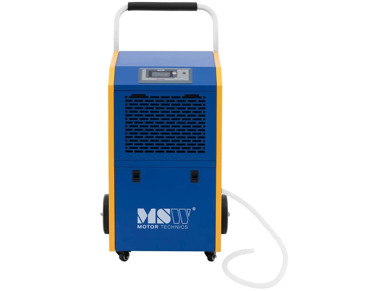  Déshumidificateur professionnel 60 litres par jour 90 m² 480 m³h 7,5 l avec poignée caoutchouc tôle d'acier bleu jaune 14_0008880  - Conforama E
