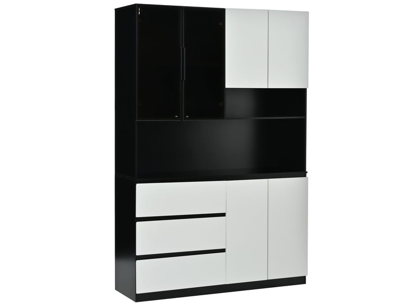  Buffet haut 180 cm, largeur 120 cm, meuble rangement cuisine 6 portes 3 tiroirs, capacité stockage étendue  - Conforama A
