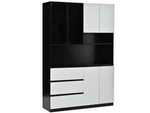 Buffet haut 180 cm, largeur 120 cm, meuble rangement cuisine 6 portes 3 tiroirs, capacité stockage étendue