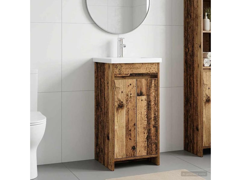 Meuble de salle de bain avec évier bois ancien shl29  - Conforama B