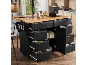 Desserte 1 porte 8 tiroirs coloris noir