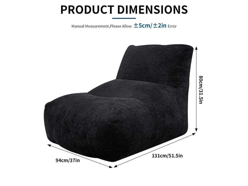 Pouf repose-pieds, coloris noir, dimensions : 94 x 131 x 80 cm - Conforama C