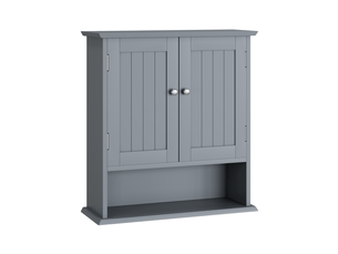 Armoire murale salle de bains avec 2 portes, étagères réglables, mdf gris, 54,6 × 19,8 × 60 cm