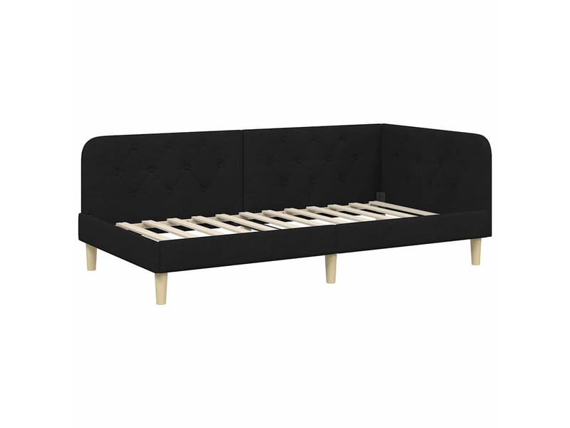  Lit simple- lit adulte -  cadre de lit d'angle noir 90 x 200 cm tissu  - Conforama A