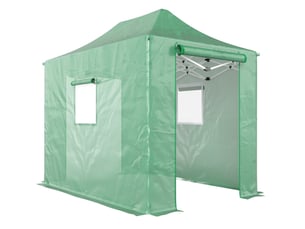 Serre de jardin pliante 295 x 200 x 270 cm – verte – toiture à deux pentes et portes à fermeture éclair