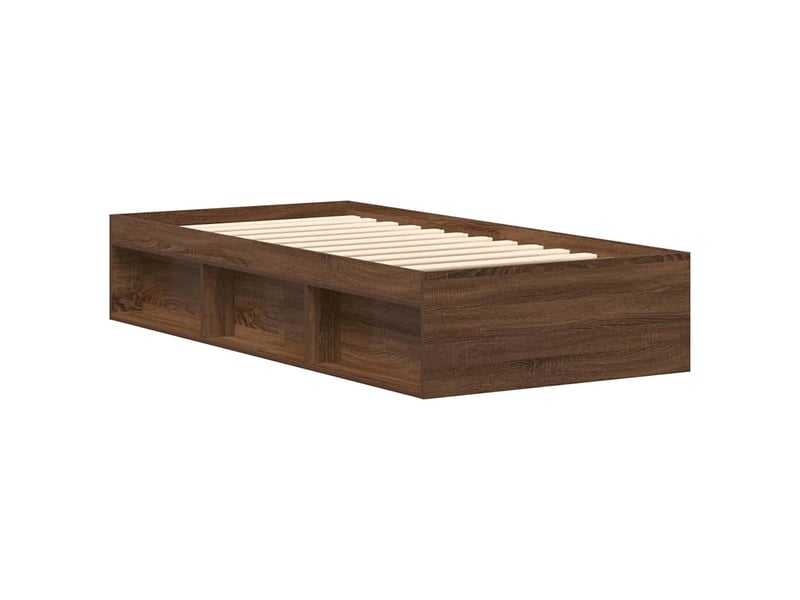  Lit simple- lit adulte -  cadre de lit sans matelas chêne marron 100x200 cm  - Conforama C