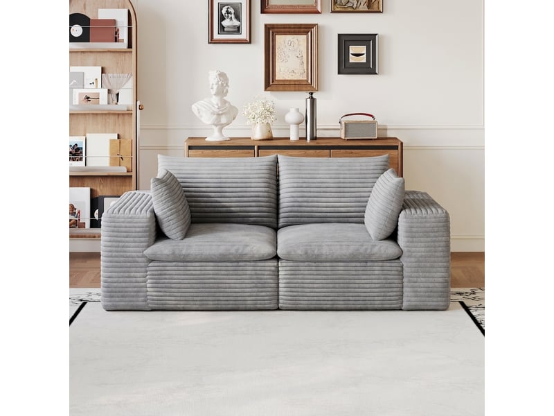  Canapé nuage en velours côtelé 180 cm pour salon 2 places gris foncé  - Conforama D