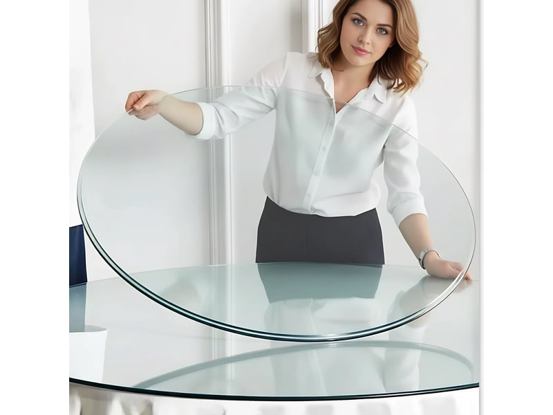  Plateau de table rond en verre trempé, ø61 cm, épaisseur 6 mm, sans montage  - Conforama D