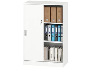 Armoire de bureau à 3 étagères avec 2 serrures de sécurité, panneaux de particules, 80 x 40 x 120 cm, blanche