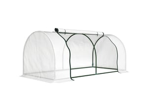 Serre de jardin tunnel 200 x 100 x 80 cm – blanche – bâche pe, porte zippée et cadre en acier stable