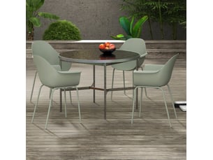 Lot de 4 chaises de jardin 59x55x84 cm avec dossier et accoudoirs résistant aux intempéries métal vert