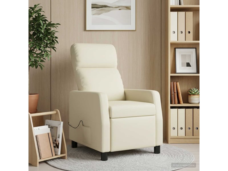  Vidaxl fauteuil de massage inclinable crème simili cuir  - Conforama B