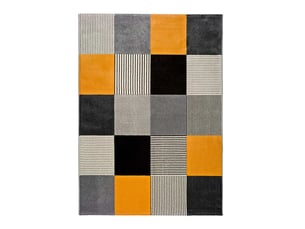 Tapis atticgo gladys gris et moutarde rectangulaire moderne - 100% polypropylène, revers jute