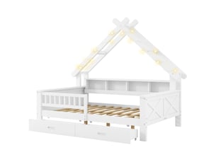 Lit avec rangement 140x200 cm <strong>HAVRYA</strong>  <strong></strong> coloris blanc