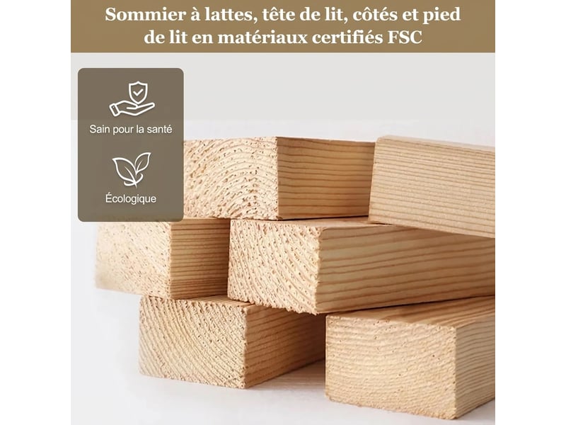  Lit enfant 140x200 capitonné en velours beige - design nuage et coins arrondis  - Conforama E