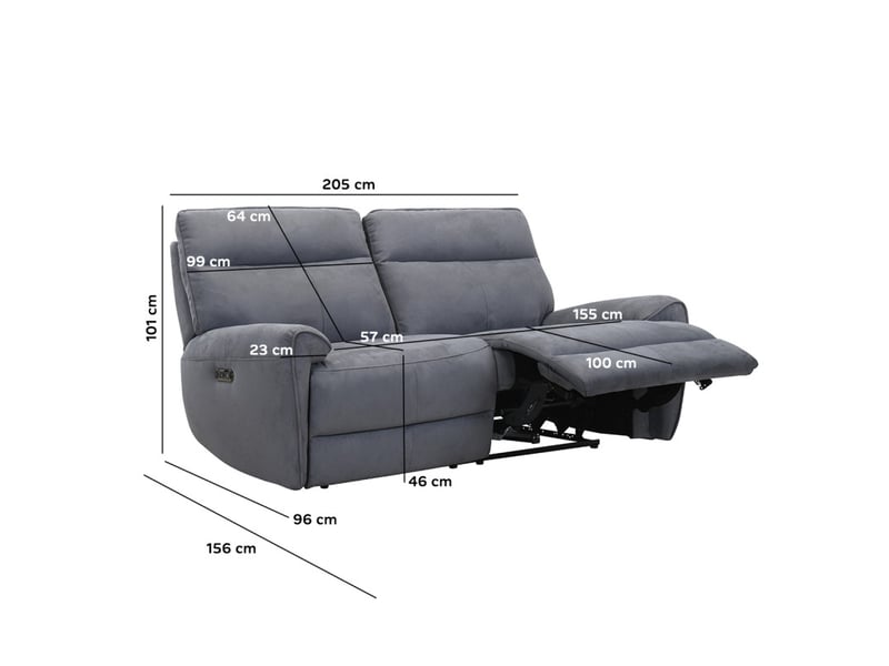  Canapé relax motorisé 3pl tissu microfibre gris anthracite – connor  - Conforama D