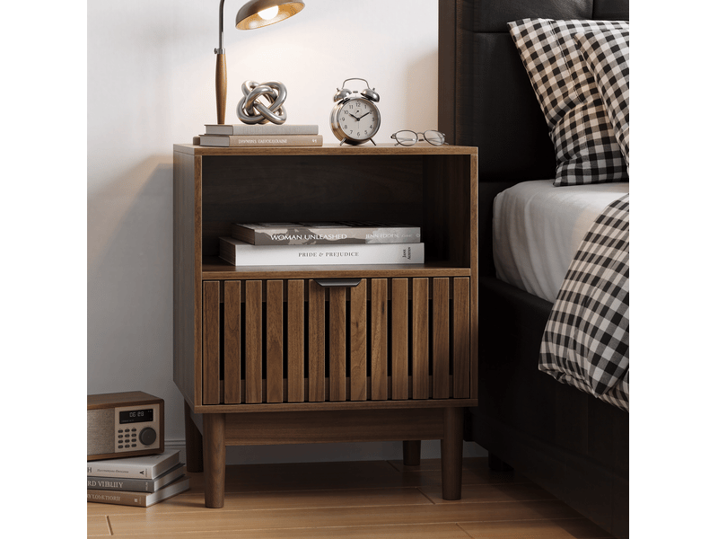  Table de chevet 45x39x56,5 cm avec 1 tiroir coloris noyer  - Conforama B
