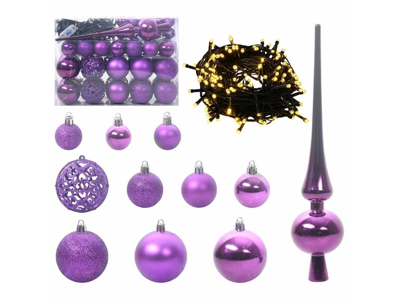  Ensemble de boules de noël 61 pc 150 led blanc chaud ø 6 cm cf61848  - Conforama A