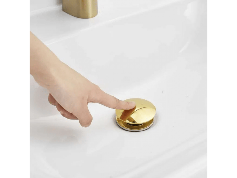 Or bonde de lavabo pop up sans trop plein,bouchon de vidange avec panier à crépine,bonde de vidage pour lavabo de salle de bain laiton - Conforama C