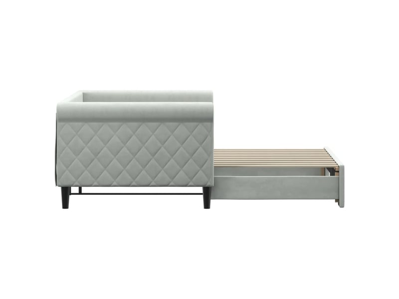 Lit simple- lit adulte - lit de jour avec lit gigogne gris clair 90x190 cm velours - Conforama C