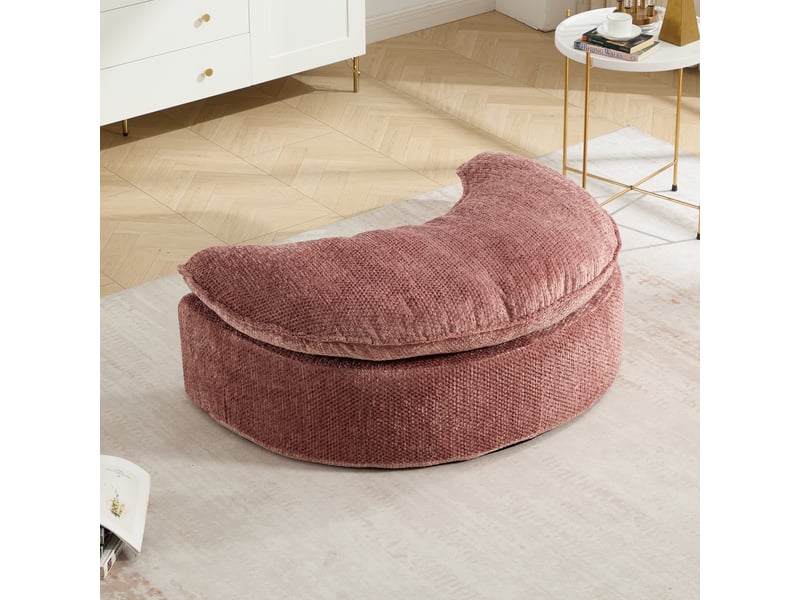  Canapé lounge xxl 1 place 190,5x138x63 cm, chaise longue ronde en polyester, assise profonde en mousse haute densité, coussins, sans montage, rose  - Conforama C