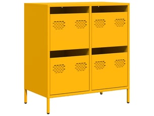 Buffet - bahut - meuble de rangement jaune moutarde 68x39x73,5 cm acier laminé à froid