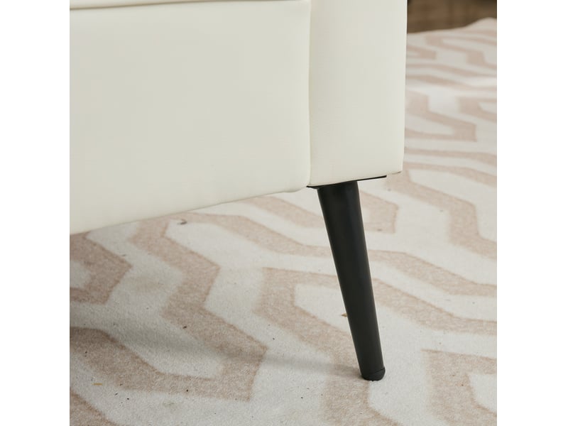  Fauteuil fixe 1 place en cuir régénéré blanc, style nordique rétro, confortable pour le salon ou la chambre  - Conforama D