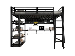 Lit mezzanine 140x200 cm <strong>NAHILIMI</strong> <strong></strong> coloris noir