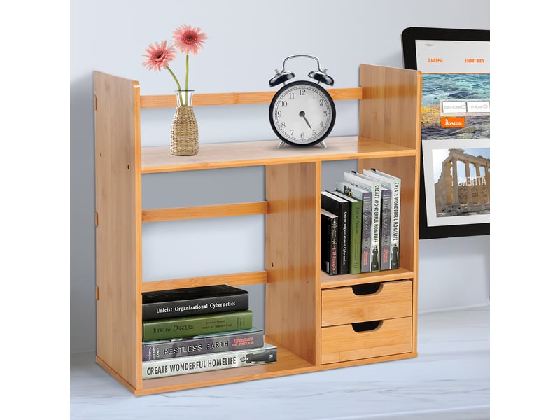  Étagère livre bureau bibliothèque stockage organisateur bureau cuisine salle de bain bois de naturel bambou  - Conforama A