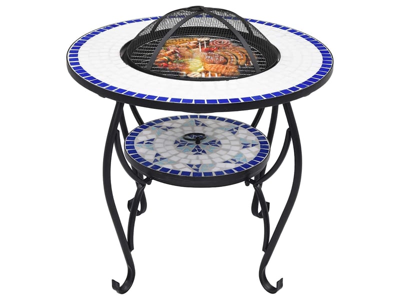 Table de foyer mosaïque bleu et blanc 68 cm céramique - Conforama C