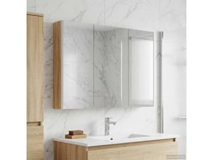 Armoire miroir salle de bain, meuble de rangement chêne sonoma shl8810