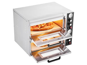 Vevor four à pizza électrique de comptoir 45,7 cm, 2 niveaux, contrôle indépendant température supérieure et inférieure, max. 450 °c, inox