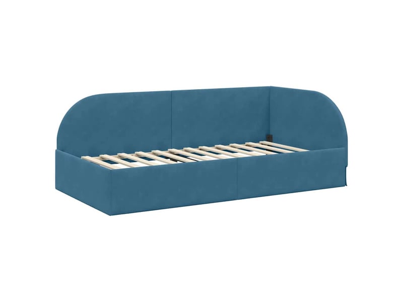 Lit adulte ; lit simple ; cadre de lit d'angle bleu 100 cmx200 cm velours  - Conforama E