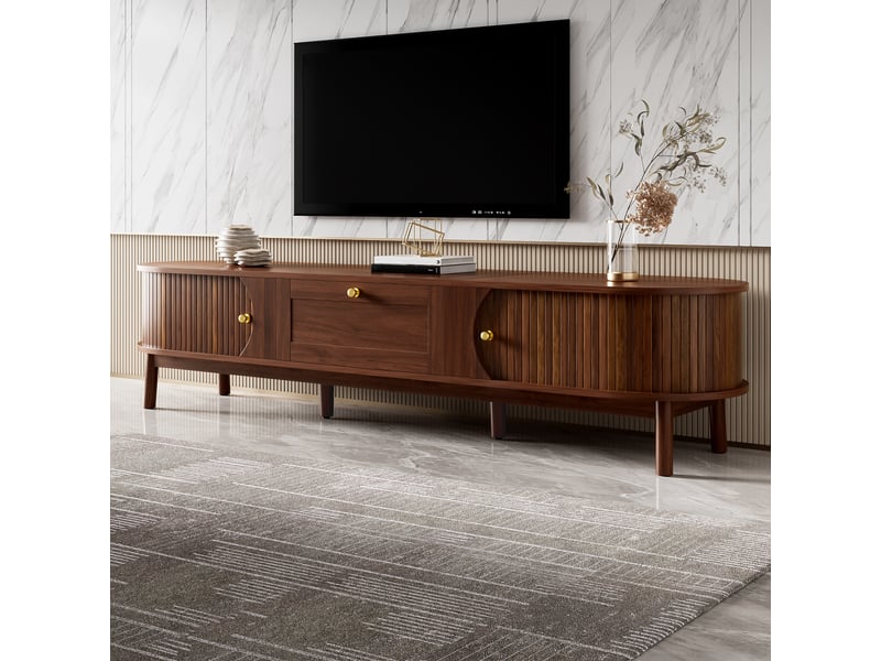  Meuble tv aspect noyer avec tiroirs de rangement, meuble bas de salon moderne, dimensions 170 × 39,5 × 38 cm pour votre salon  - Conforama E