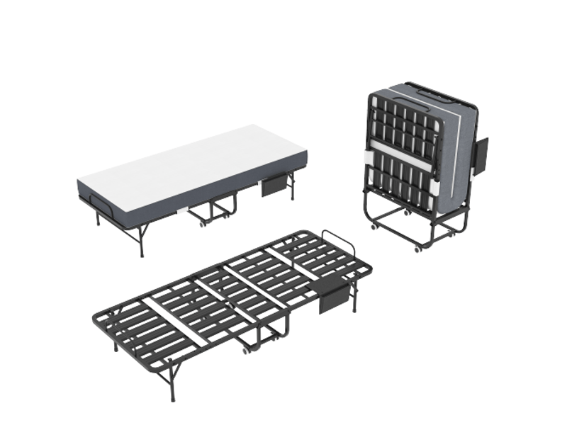  Lit pliant 190×78 cm — matelas mémoire de forme 9,5 cm, cadre métallique, lit d'appoint portable avec sac de rangement  - Conforama D